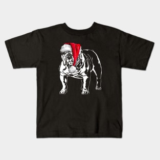 Santa English Bulldog Christmas dog Kids T-Shirt